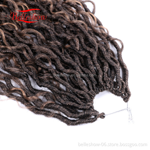 Hot sell Hot Sell New 18inch 24 strands double pack curly faux locs crochet hair goddess locs Crochet Hair River Faux Locs